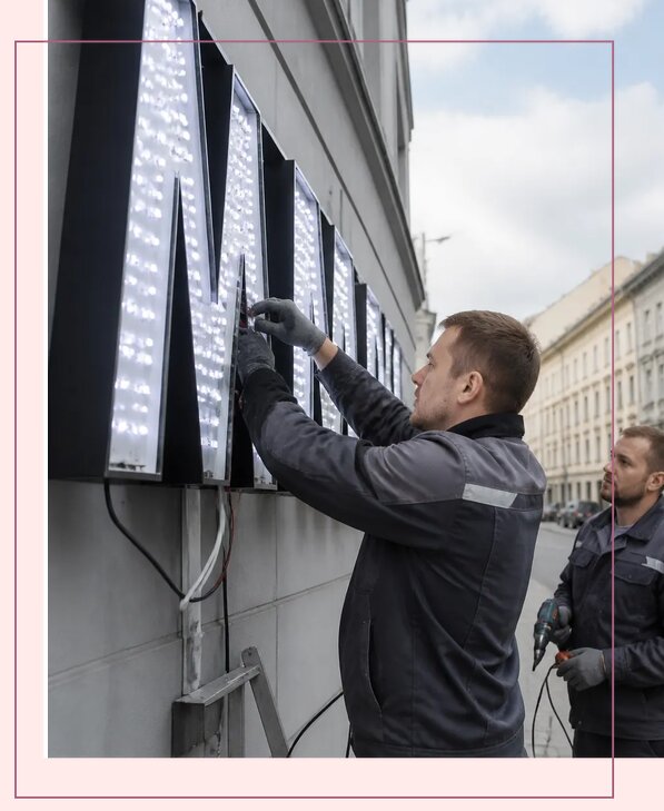Изготовление и монтаж светодиодных LED вывесок в Ревде