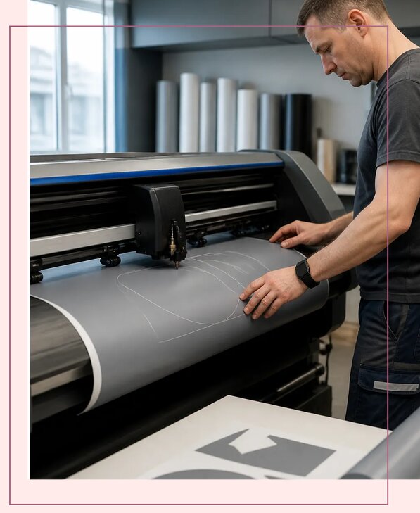 Плоттерная резка пленки для изготовления рекламы в Ревде